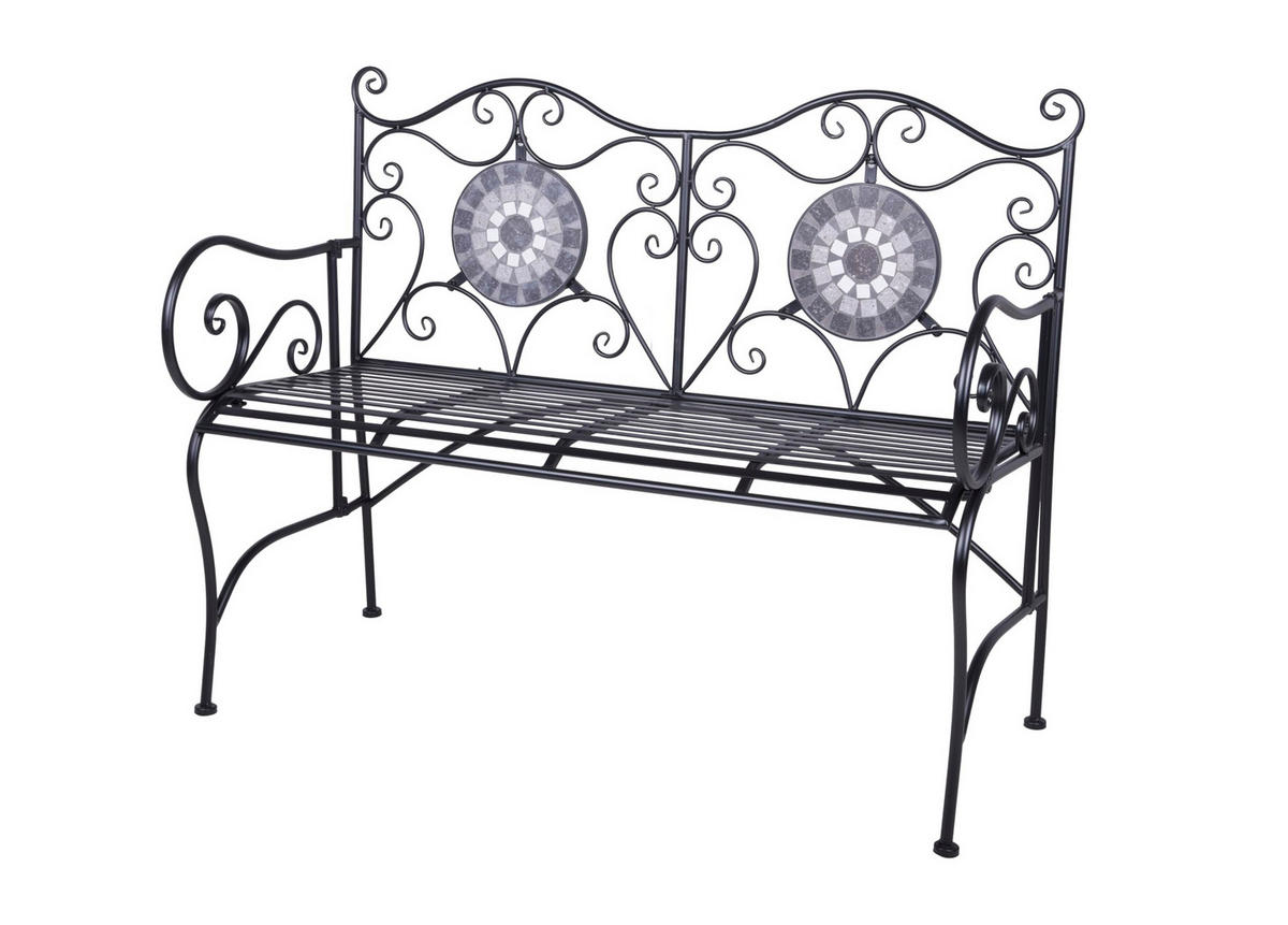 GARTENBANK Tino Terrassenbank - Schwarz, Metall (53/90.5/116cm) - DELUKE