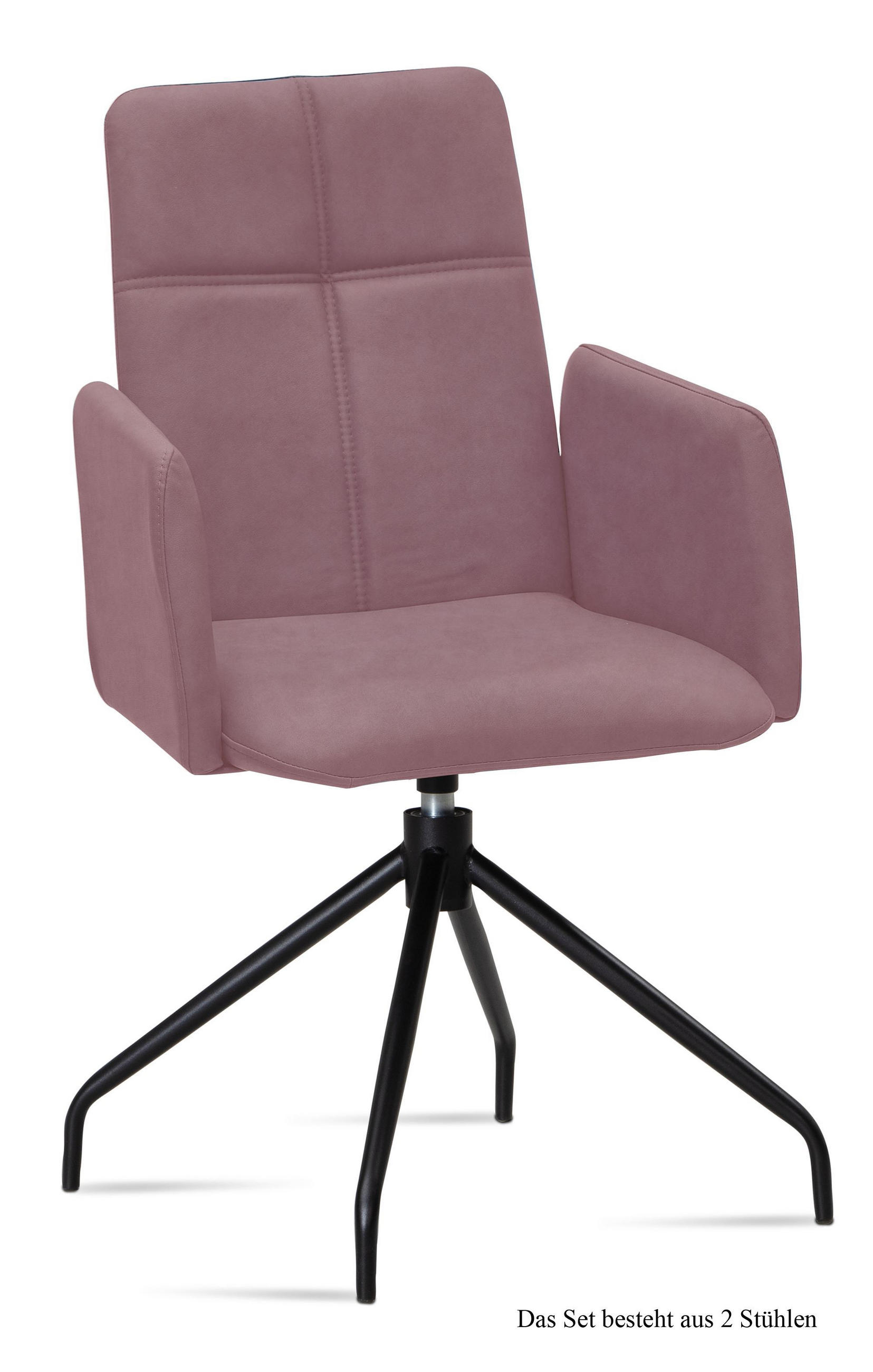 ARMLEHNSTUHL drehbar (2er-Set) Doanna 52x92x60 Schwarz/Rosewood - Dunkelrosa/Schwarz, Kunststoff (60/92/52cm) - 58aufmkessel
