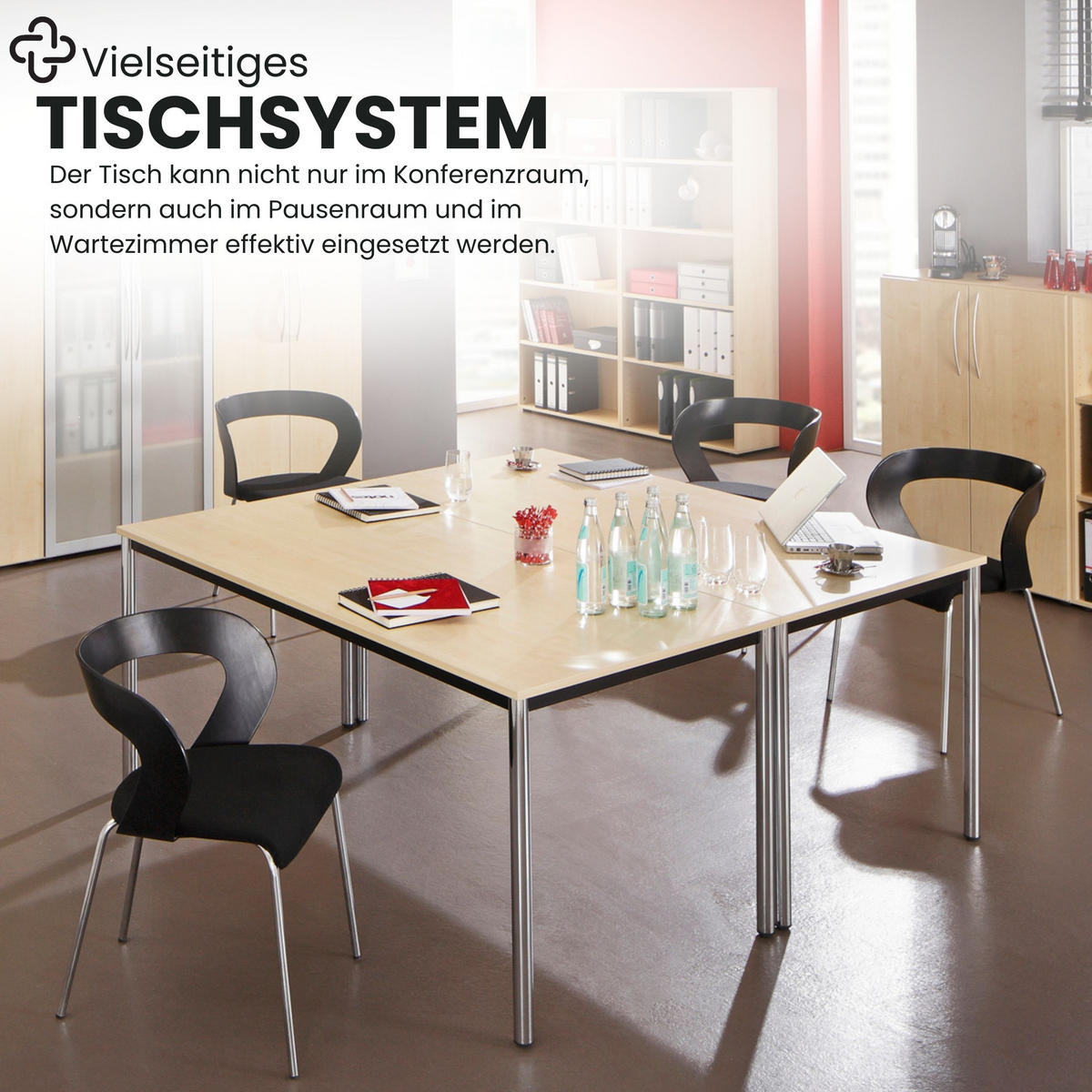 BESPRECHUNGSTISCH Serie-D 80/160/72 cm in Weiß/Rundrohr schwarz - Schwarz/Weiß, Holzwerkstoff (80/160/72cm) - bümö