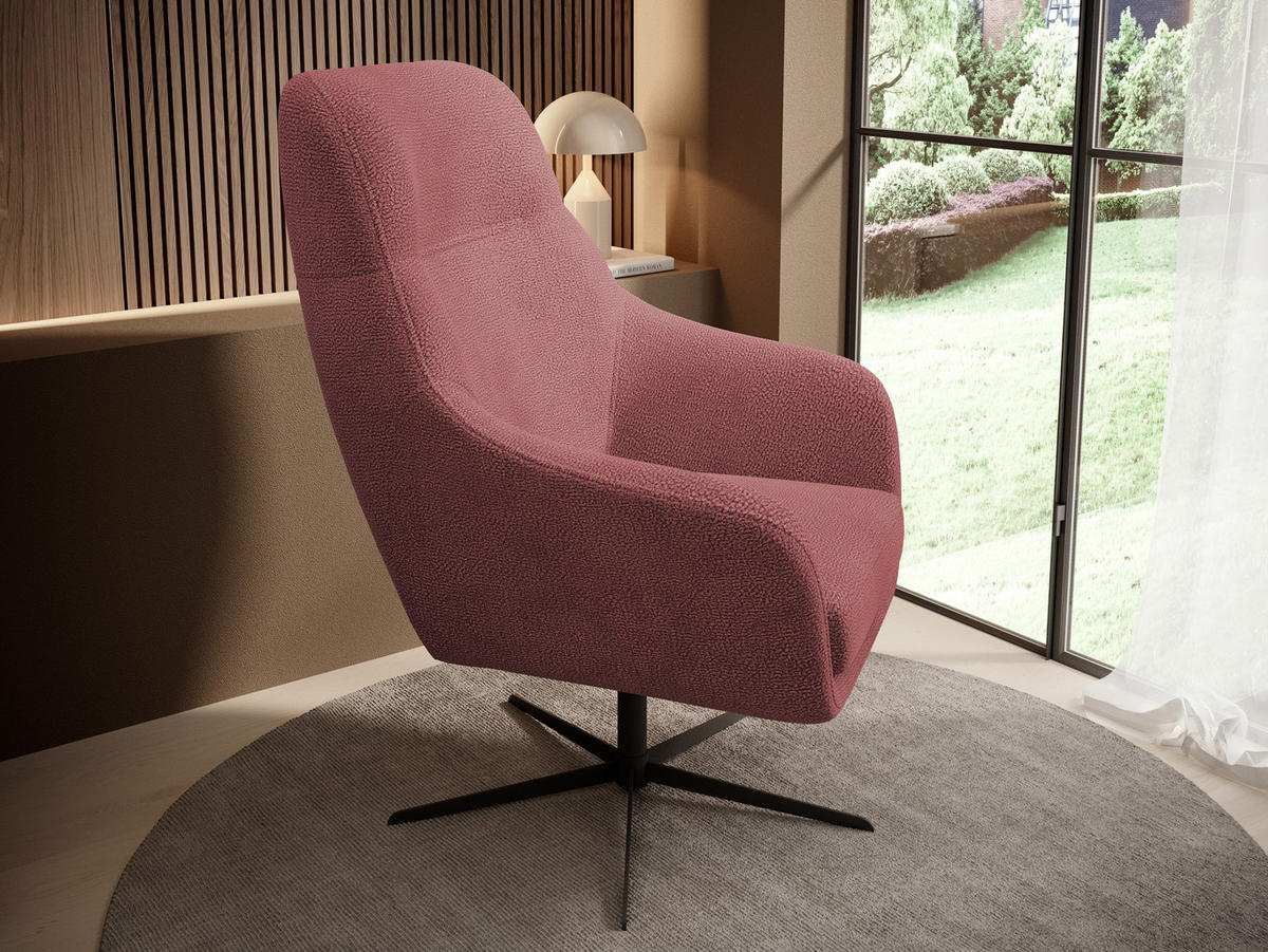 RELAXSESSEL Collection Drehstuhl CUBO – komfortabel, drehbar, modernes Design, 76x97x76 cm, Farbe - Schwarz/Rosa, Holz/Textil (76/97/76cm) - DomoHome