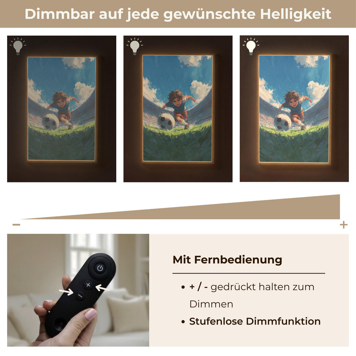 NACHTTISCHLAMPE MIT AKKU Stadion - Fußballer - Ball 70x100 cm - Blau, Holzwerkstoff (8/70/100cm) - OnlyWow