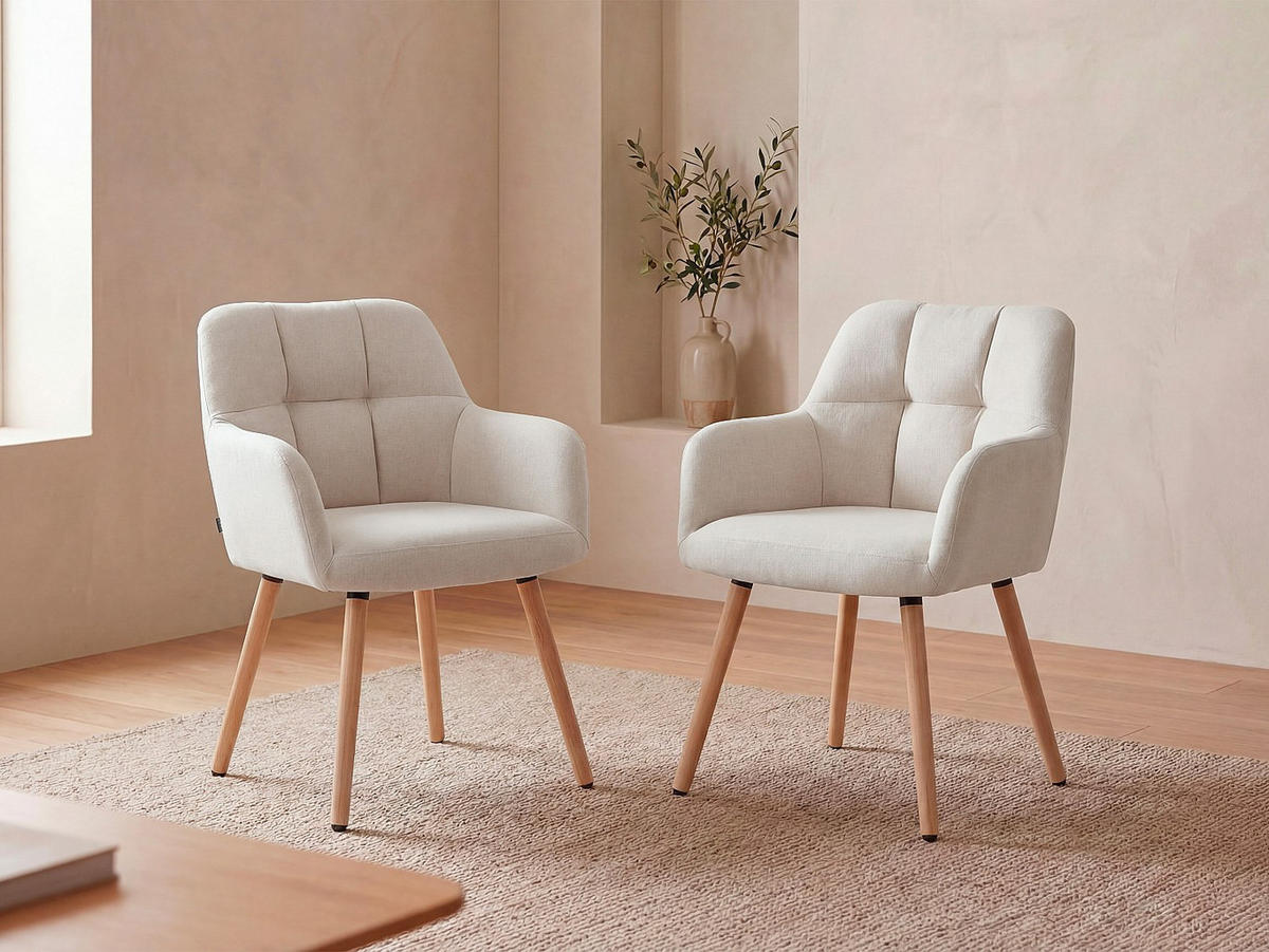 STUHL - 57.5 cm x 58 cm - Stoff - Beige - PEGA - Beige, Textil (57.5/81/58cm) - Vente-Unique