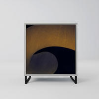 SIDEBOARD HOLLOW TIME, Grau, 57,5x42x67,5 cm, Schwarze Metall-Rahmenfüße - Multicolor/Schwarz, Holzwerkstoff/Metall (57.5/67.5/42cm) - SpaceRebels
