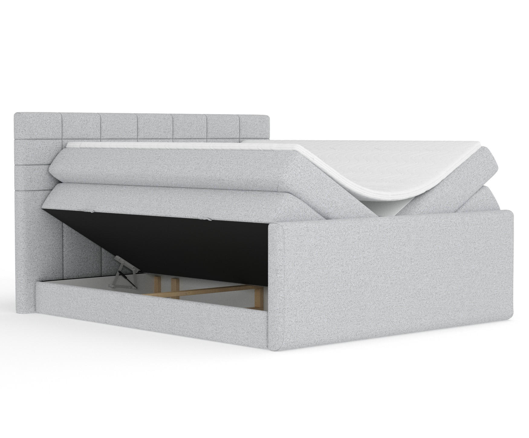 BOXSPRINGBETT Ava Hellgrau 200/200 cm - Hellgrau/Schwarz, Holz/Holzwerkstoff (200/200cm) - Maison de Reve