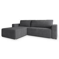 ECKSOFA CALTI T Grau Kordstoff mit Schlaffunktion - Grau, Holzwerkstoff/Textil (283/183cm) - MASSENO