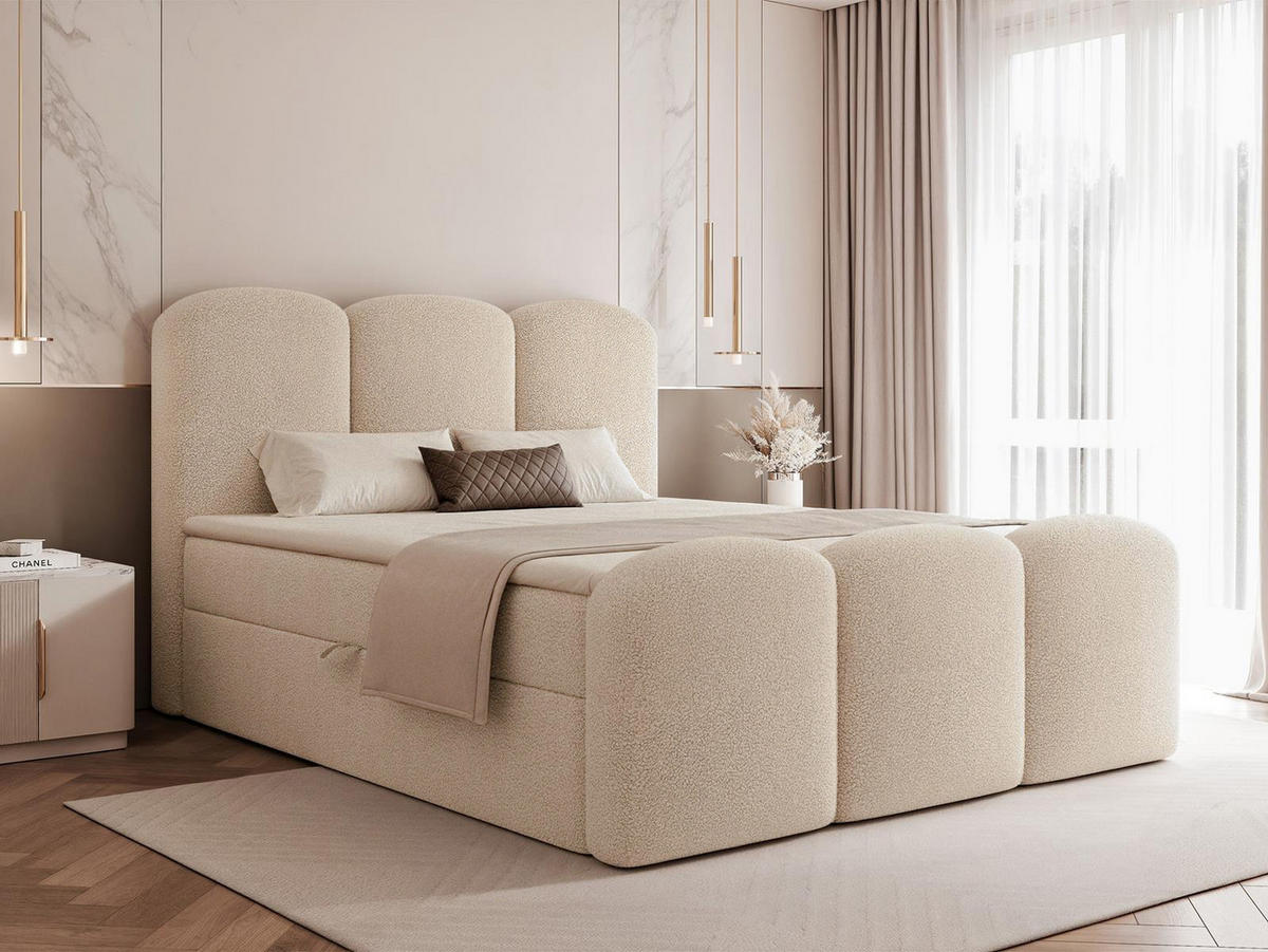 BOXBETT 120x200 VELIA Beige - Beige, Holzwerkstoff/Textil (120/200cm) - Compleo24