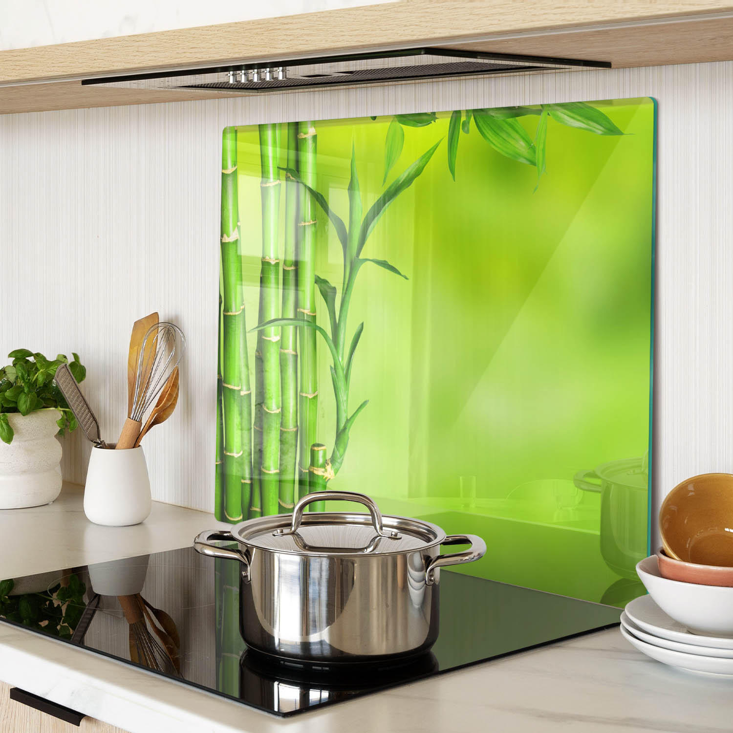 GLASPLATTE 60x52 cm Bambus - Grün, Glas (60/0.4/52cm) - TULUP