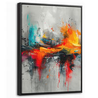 LEINWAND Bilder mit Rahmen - Moderne Kunst - Orange - Grau - Abstrakt - 30x40 - Hellgrau, Textil (30/40cm) - MuchoWow