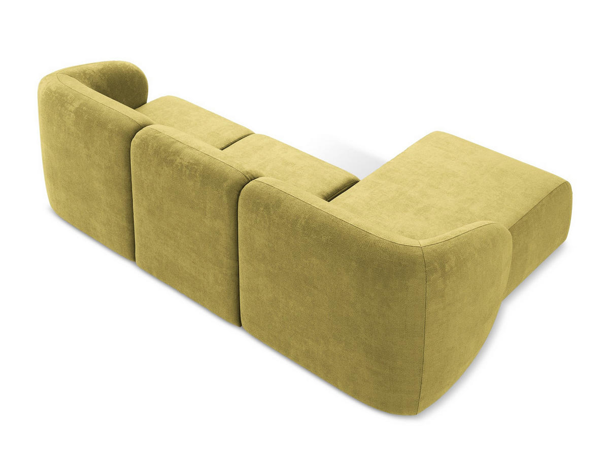 ECKSOFA Links Chenille Stoff Grün - Limette/Schwarz, Holzwerkstoff/Kunststoff (248/166cm) - Makamii