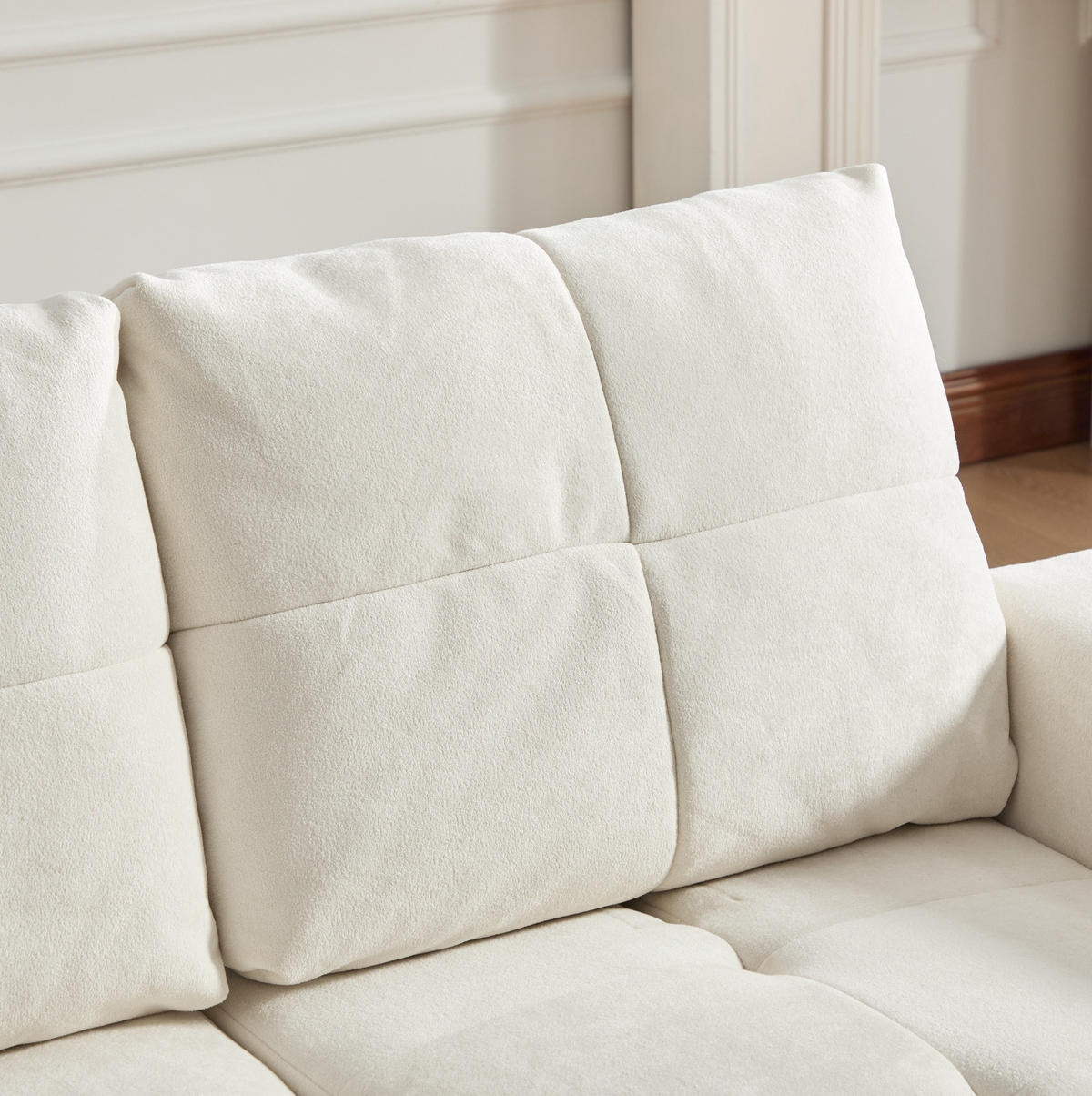 SCHLAFSOFA 213/94/84 cm mit verstellbarer Sitztiefe und Schlaffunktion, Chenille-Bezug, Beige-Weiß - Beige, Kunststoff (213/84/94cm) - Redom