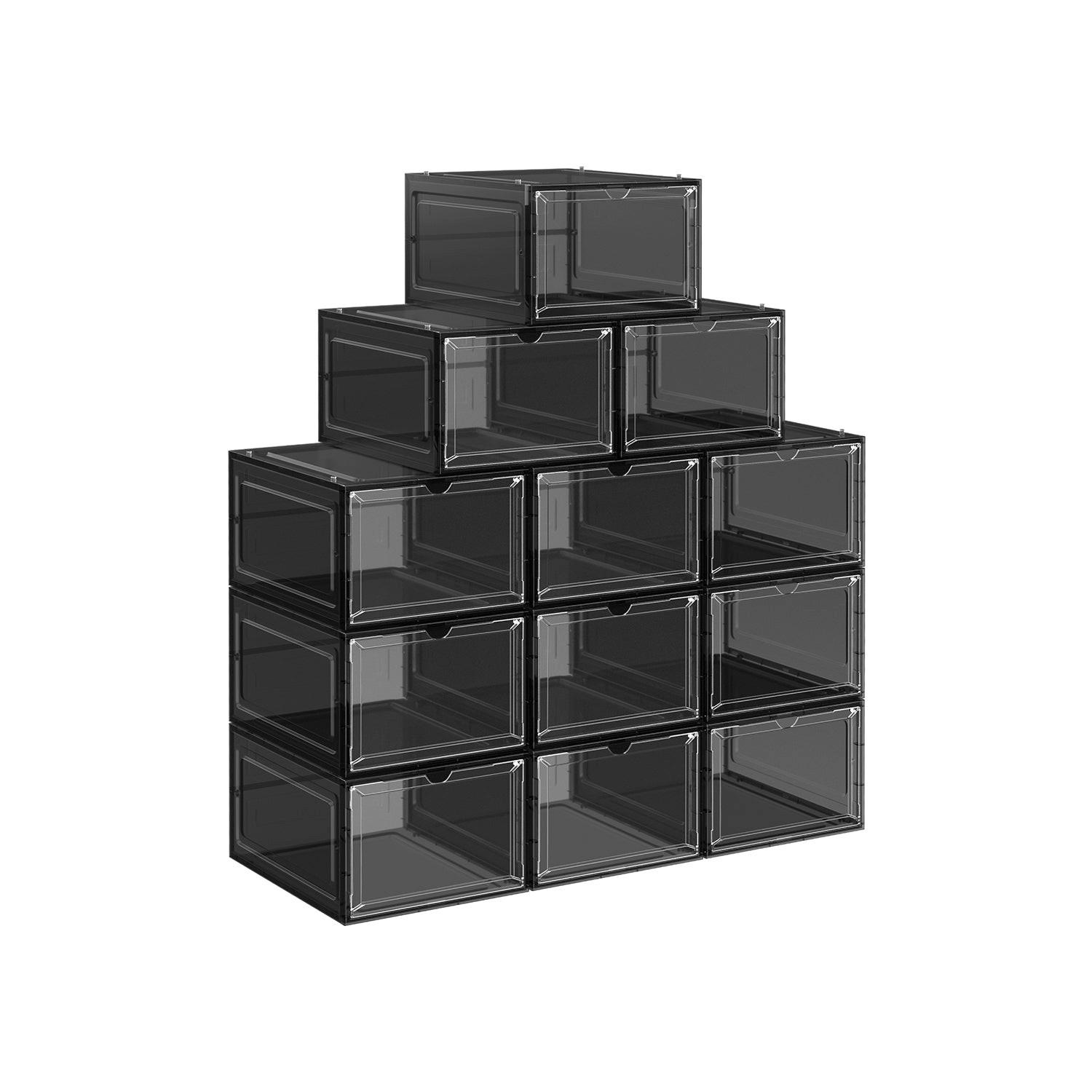 SCHUHBOXEN SYDNEY 12ER-SET - Schwarz, Kunststoff (34.5/19/27cm) - Hansiro