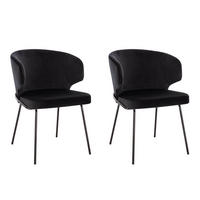 ESSZIMMERSTUHL AMARA Samt - 2er Set Schwarz - Schwarz, Kunststoff (55/79/59cm) - Home Deluxe