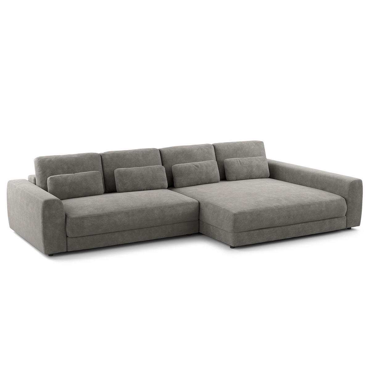 ECKSOFA mit XXL-Longchair - Schwarz/Grau, Kunststoff/Textil (323/182cm) - home24