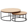 COUCHTISCH 2er Set Marmoroptik Metall Eichenholz Ineinanderschiebbar, Beige 80x80x36 cm - Beige/Schwarz, Holz/Metall (80/80/36cm) - KADIMA DESIGN