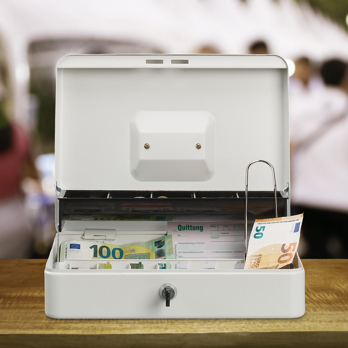 GELDKASSETTE - Weiß, Kunststoff/Metall (30.5/8.5/24.5cm) - Relaxdays
