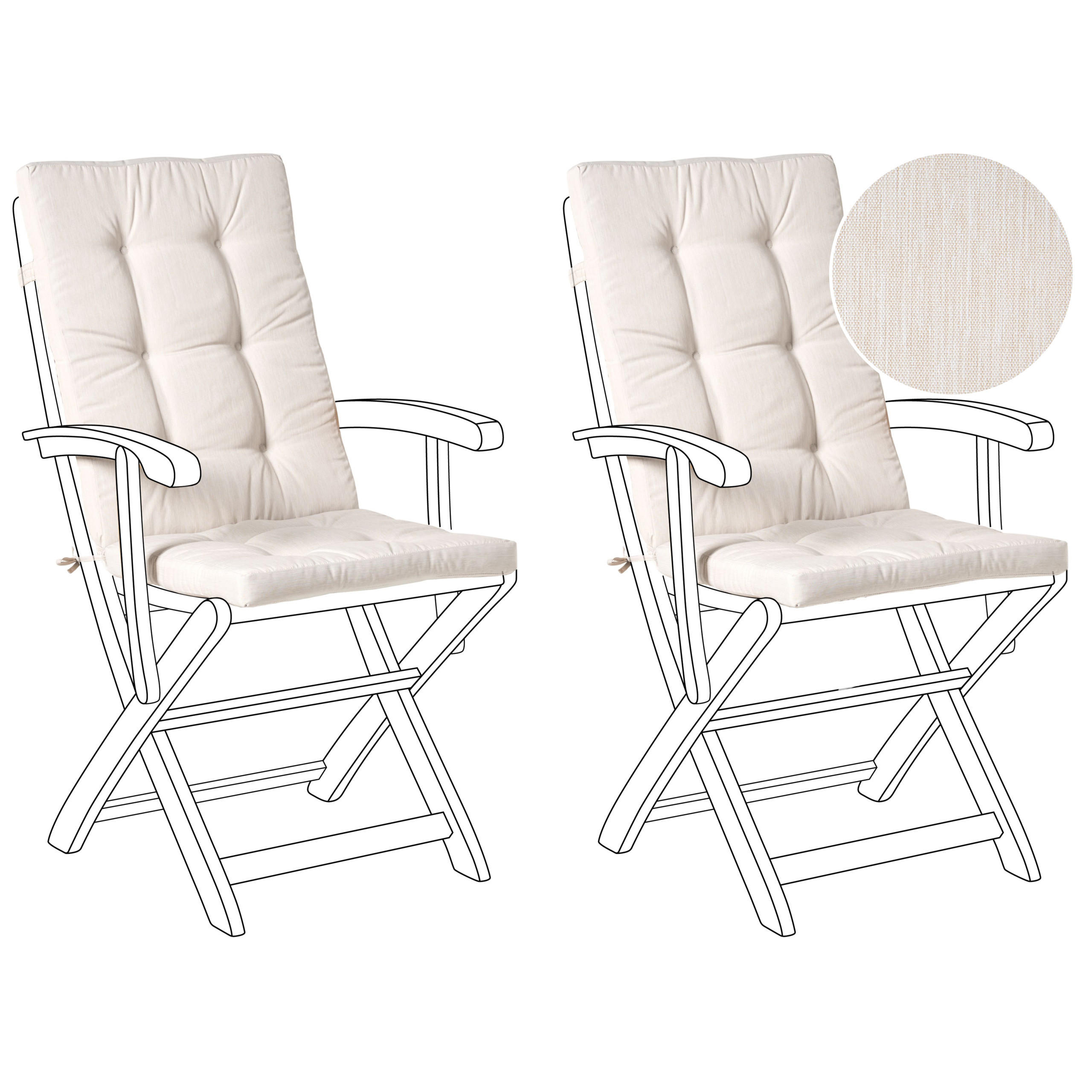 Sitzauflagen 2er-Set Hellbeige 42/95 cm Maui Premium - Beige, Textil (95/5/42cm) - Beliani