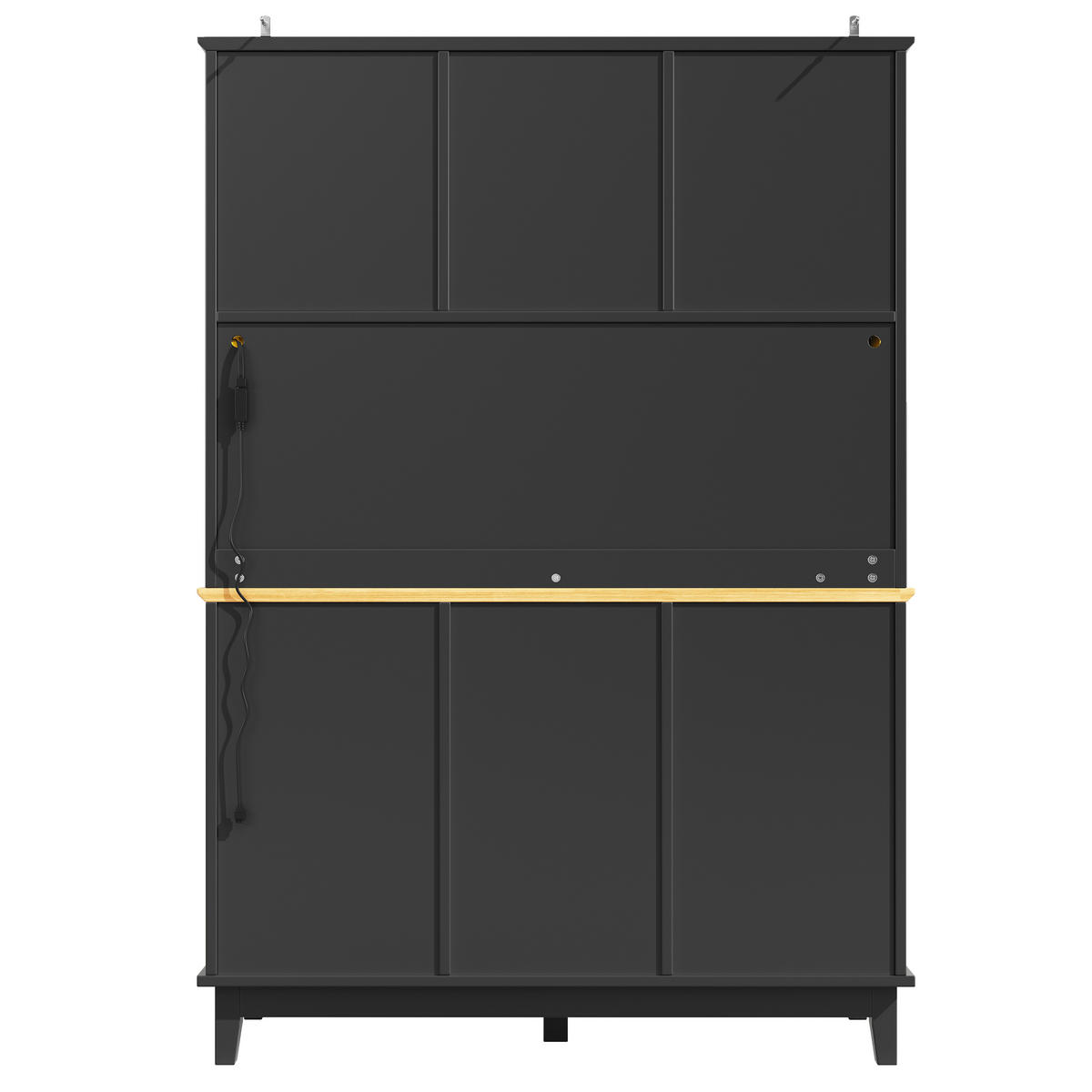 BUFFETSCHRANK Schwarz & Natur mit LED & App-Steuerung, 4 Türen, 3 Schubladen - Schwarz, Holzwerkstoff (120/180/40cm) - Urban Meuble