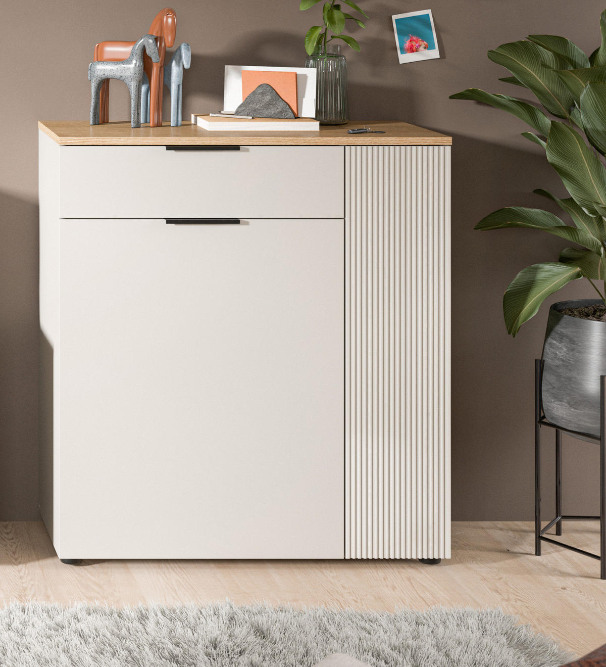 SCHUHSCHRANK Kaschmir Sand, Evoke Eiche, Flur Kommode 80 x 88 cm Skid - Kaschmir/Eichefarben, Holzwerkstoff/Kunststoff (80/88/36cm) - Inn.Furn