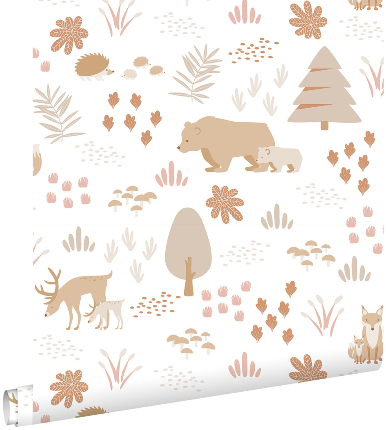TAPETE Wald mit Waldtieren 53 cm x 10.05 m - Weiß, Papier (53/0.1cm) - ESTAhome