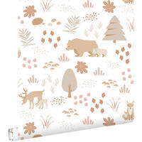 TAPETE Wald mit Waldtieren 53 cm x 10.05 m - Weiß, Papier (53/0.1cm) - ESTAhome