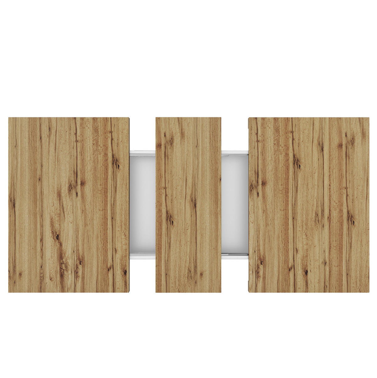 JÍDELNÍ stůl 110-140/80/75 cm bílý a přírodní z MDF s rozkládací deskou a úložným prostorem - bílá, kompozitní dřevo (140/80/75cm) - OKWISH
