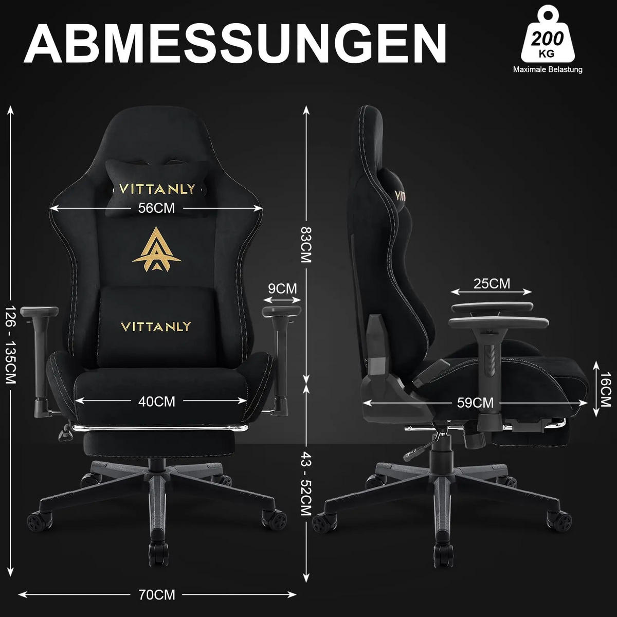GAMINGSTUHL Ergonomisch Grau - Grau, Textil (40/126/59cm) - Kaket