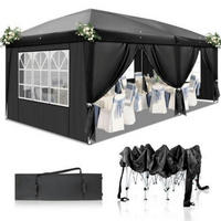 GARTENZELT 3x6m Höhenverstellbar Wasserdicht mit 6 Seitenteilen Schwarz - Schwarz, Textil (300/255/600cm)