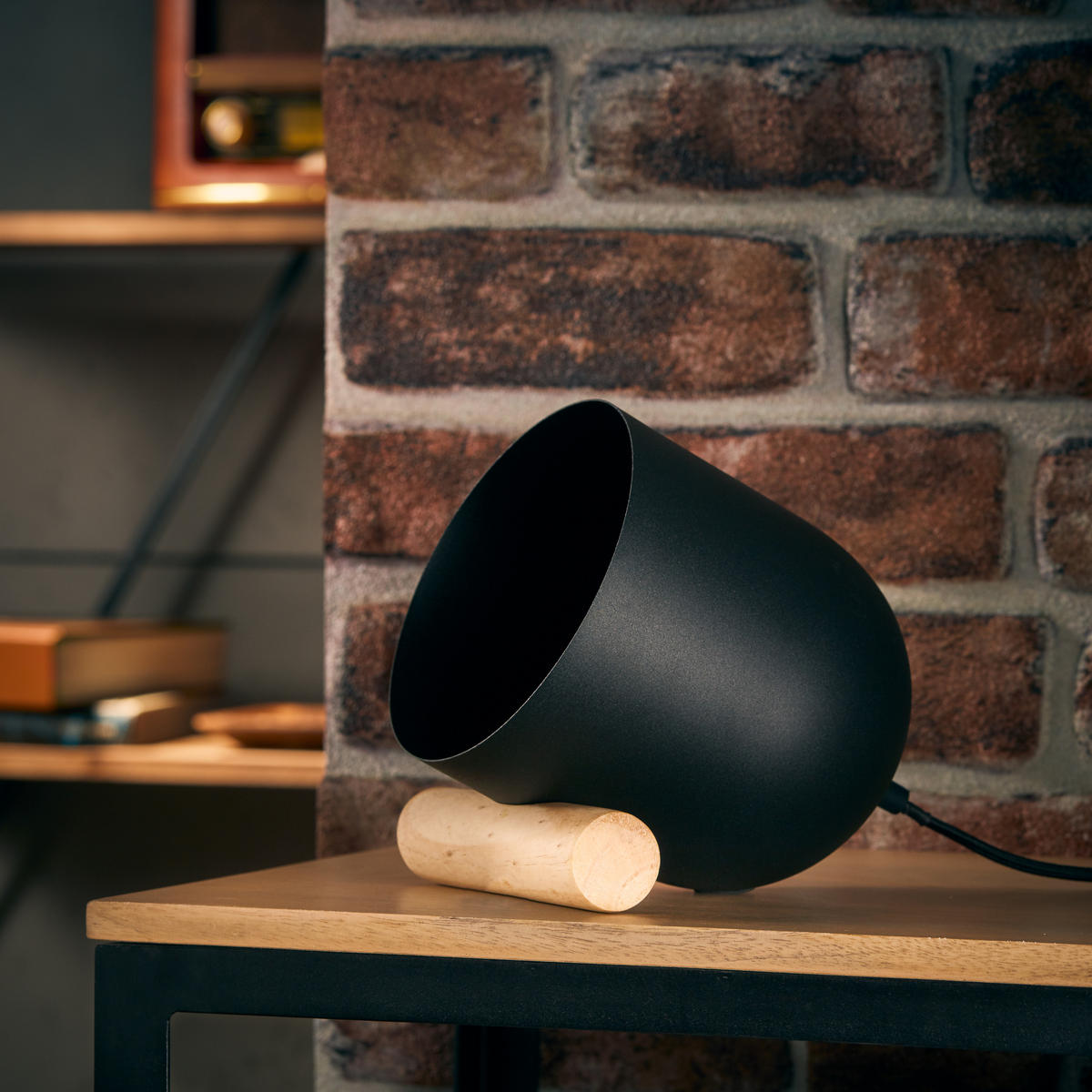 TISCHLEUCHTE Koji 93043/76 - Schwarz, Holz (22/16/20cm) - Brilliant