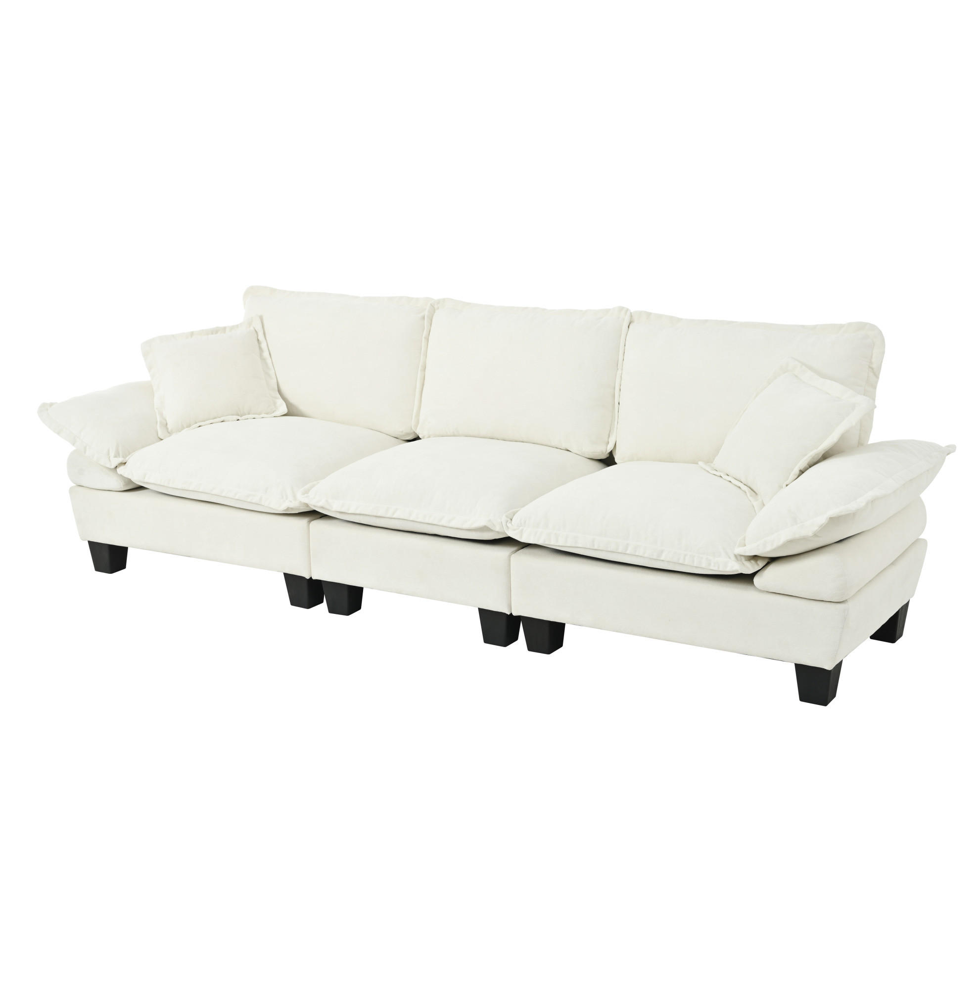 3-SITZER Sofa 263/82/90 cm mit geschwungenen Armlehnen, Chenille-Bezug und modularem Design, Beige - Beige, Textil (263/90/82cm) - Redom