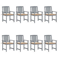 GARTENSTÜHLE mit Kissen 8 Stk. Massivholz Akazie Grau - Grau, Holz (61/92/57cm) - furnicato