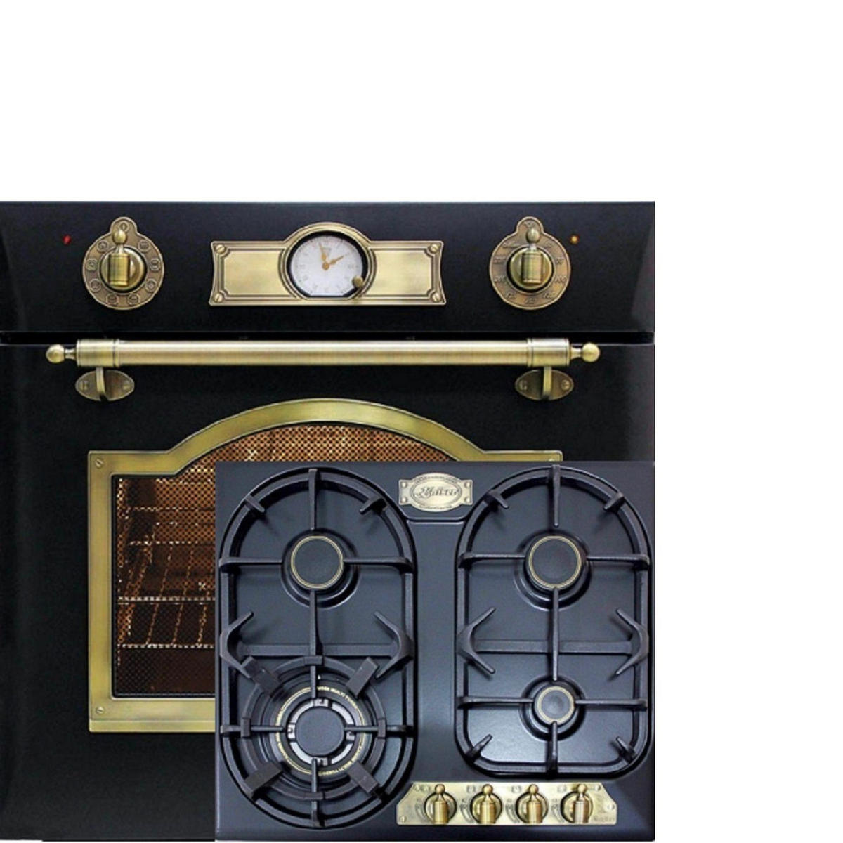 BACKOFEN-SET Elektro Backofen 60 cm EH 6355 Em+KG 6325 Em Einbau Gasherd, 60cm - Schwarz, Metall (59.4/59.4/57.5cm) - Kaiser Küchengeräte