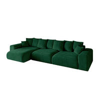ECKSOFA Ottomane links ESKAR-L 364x176x84 Dunkelgrün Cord - Dunkelgrün/Schwarz, Holzwerkstoff/Kunststoff (364/176cm) - ALTDECOR