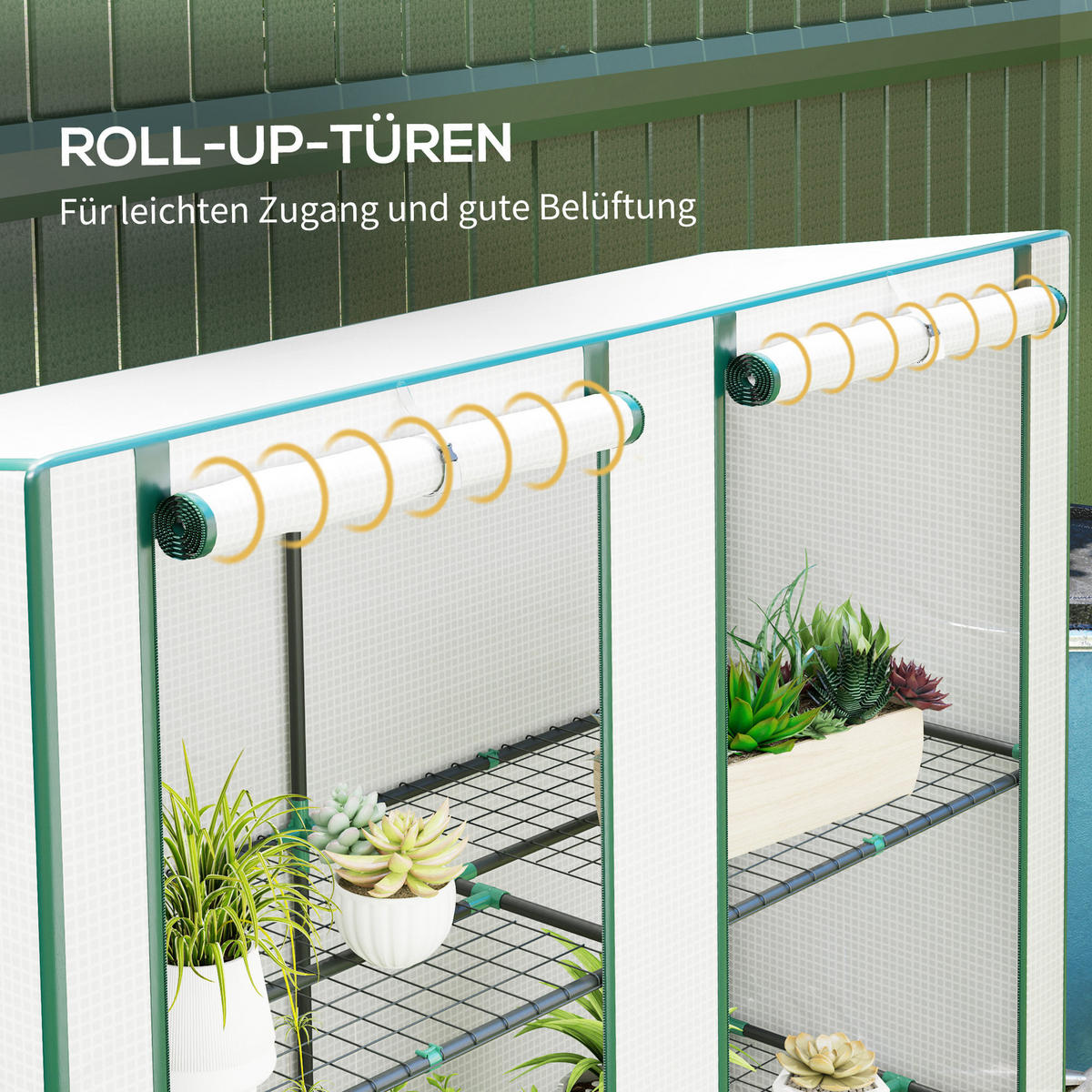 GEWÄCHSHAUS, 144L x 48B x 152H cm - Weiß, Kunststoff/Metall (48/152/144cm) - Outsunny