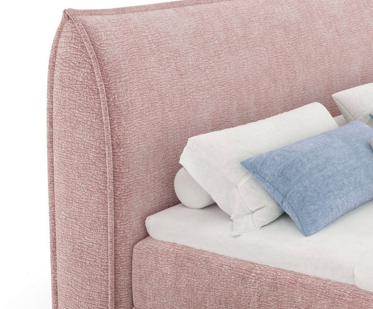BOXBETT 180/200 cm Corvus, in Rosa, Matratze, Topper, Bettkasten, H4 = sehr fest - Pink/Schwarz, Holz/Holzwerkstoff (180/200cm) - Maison de Reve