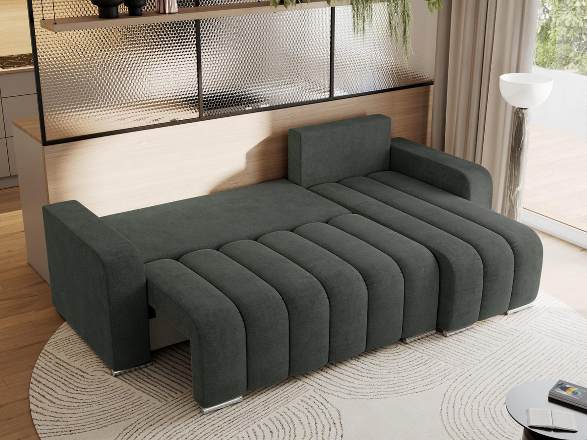ECKSOFA KIRASSO L Dunkelgrau Stukture - Dunkelgrau/Grau, Textil (245/147cm) - MKS