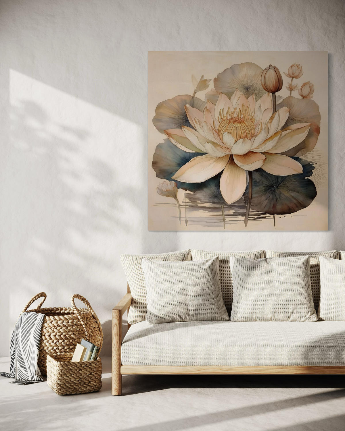 WANDBILD blumen lilien botanik - Beige, Textil (50/50cm) - Feeby