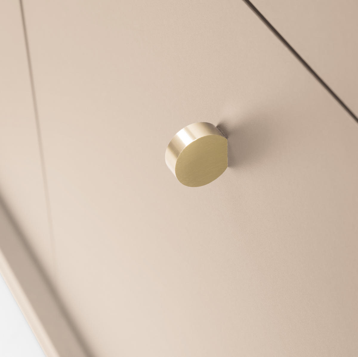 KOMMODE Molly Beige, Goldene Beine, Dreitürige mit Schubladen - Beige/Goldfarben, Holzwerkstoff/Metall (154/83/39cm) - Bettso