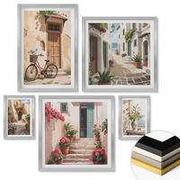 WANDBILDER 5er Set - 50x50 cm & 20x30 cm & 40x60 cm Silberner Rahmen - Charmante Küstenstraßen - Silberfarben, Kunststoff (40/60cm) - ArtPrintCave