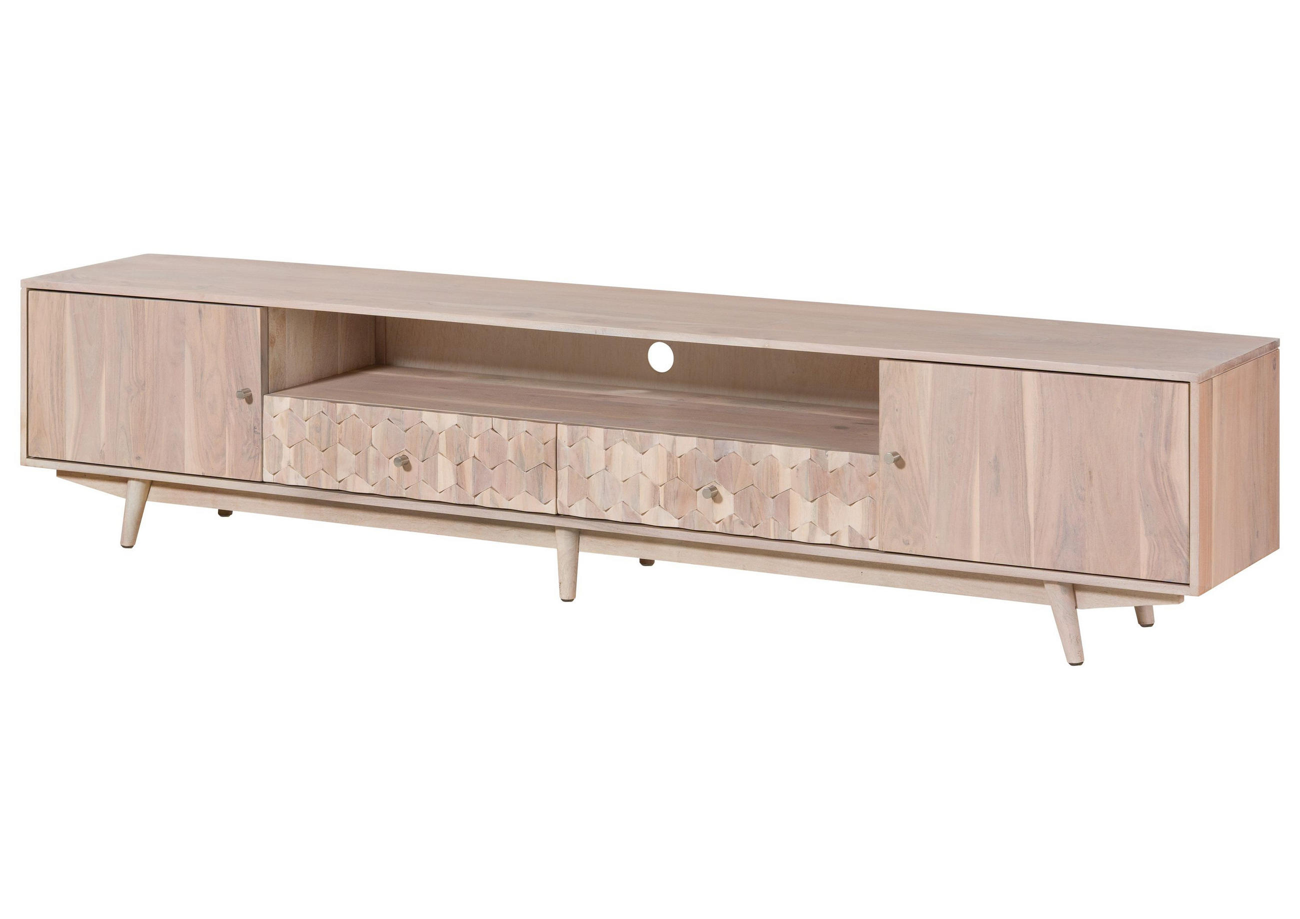 TV-BOARD Akazie 235x40x49 weiß lackiert MOSAYK #219 - Weiß, Holzwerkstoff (235/49/40cm) - Massivmoebel24