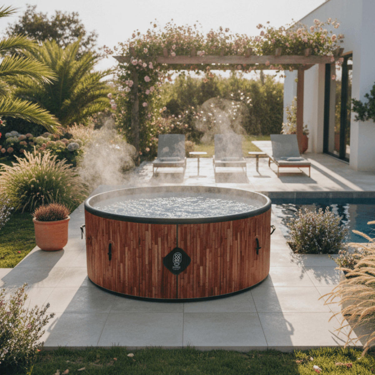 WHIRLPOOL Aufblasbar Exotik 180 cm - Durchmesser 1100 Liter - Motor 2240 W - Für bis zu 6 Personen - Braun, Kunststoff (180/70/70cm) - COCO SPA