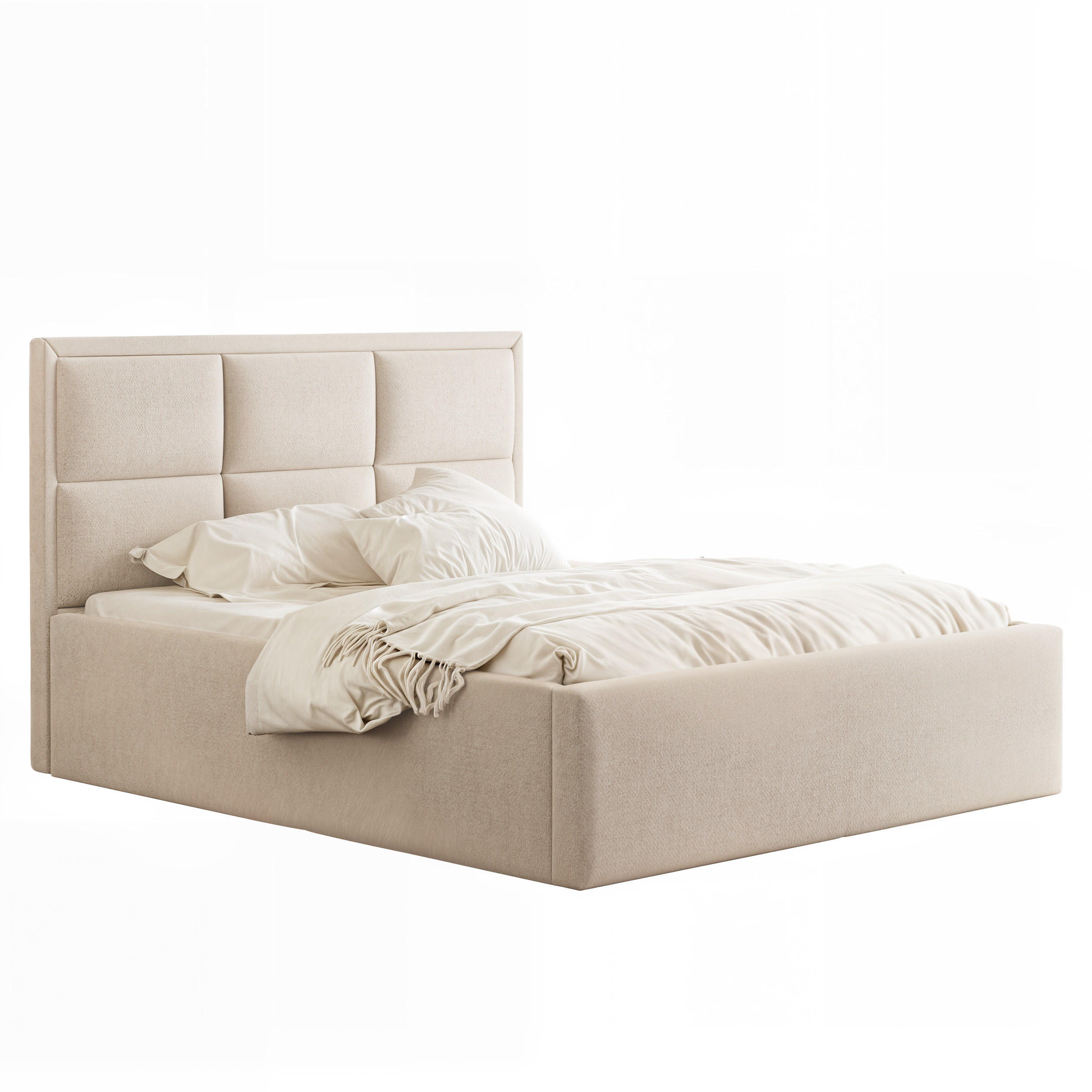 POLSTERBETT ELIN 160/200 cm Bettkasten, Beige - Beige, Textil/Metall (160/200cm) - Idohome