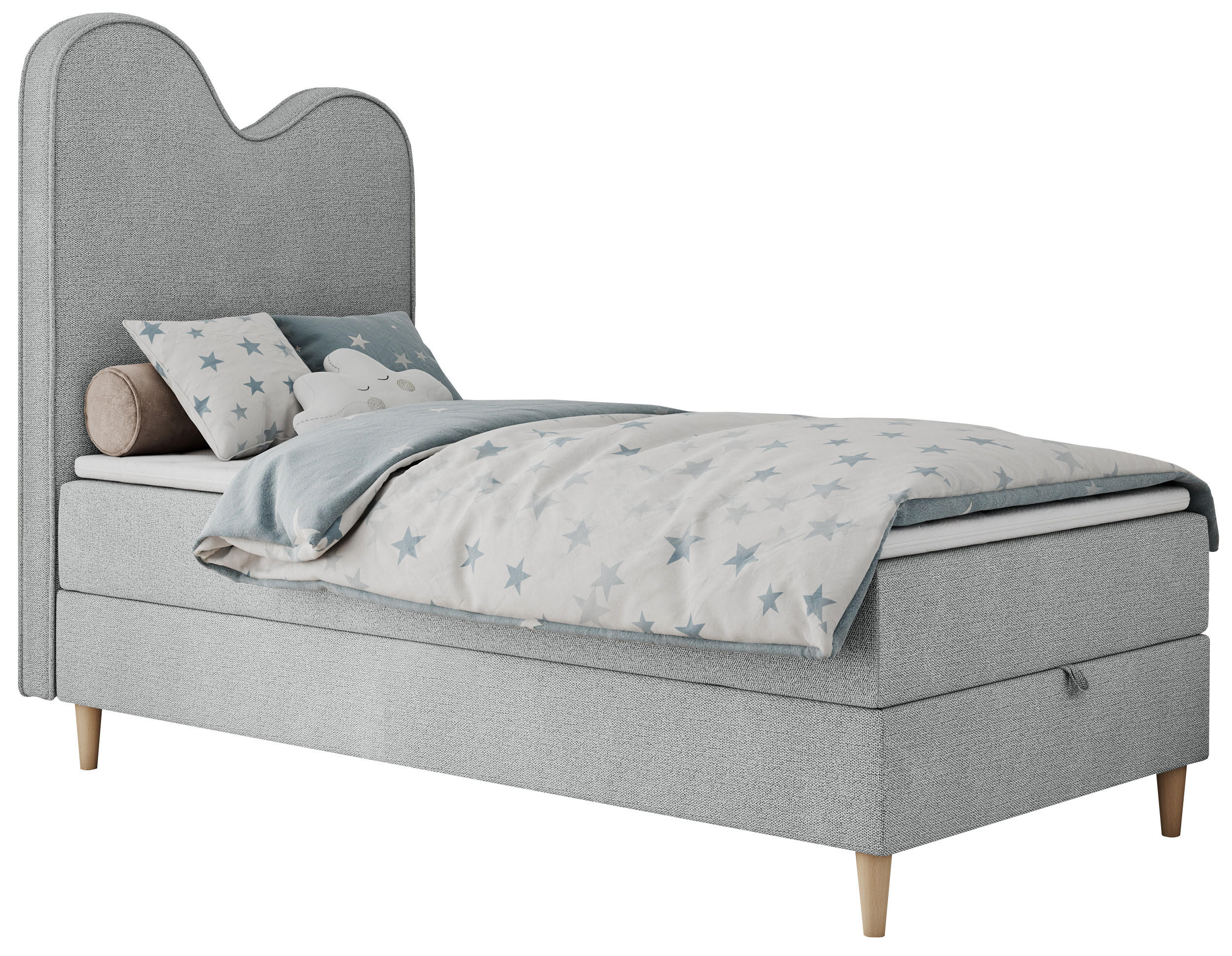 BOXBETT FLOW 90/180 Hellgrau Struktur - H3 - Hellgrau, Holz/Textil (90/180cm) - MKS
