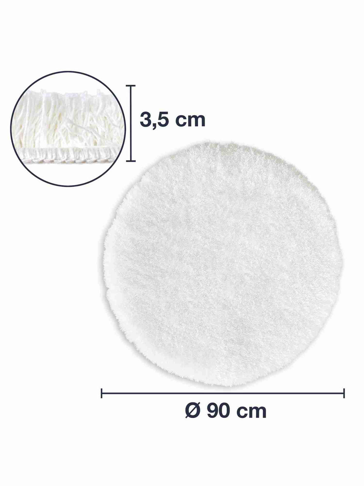 HOCHFLOR BADEMATTEN MALMÖ - Weiß, Textil (90/90cm) - WohnDirect