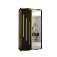 SCHWEBETÜRENSCHRANK 235,2/140/45 2-türig - Goldfarben/Schwarz, Holz/Metall (140/235/45cm) - Abiks Möbel