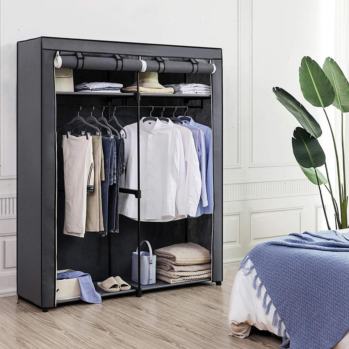 STOFFSCHRANK Antananarivo - Grau, Kunststoff (43/174/140cm) - Hansiro