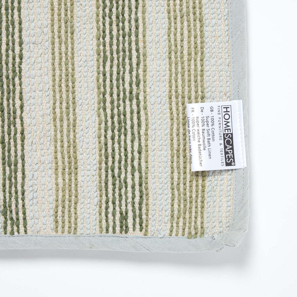 BADEMATTE 50/80 cm gestreift, Baumwolle - Grün, Textil (50/80cm) - Homescapes