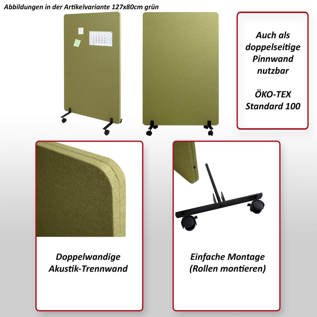 AKUSTIK-TRENNWAND Grau - Grau, Textil (80/147/39cm) - MCW