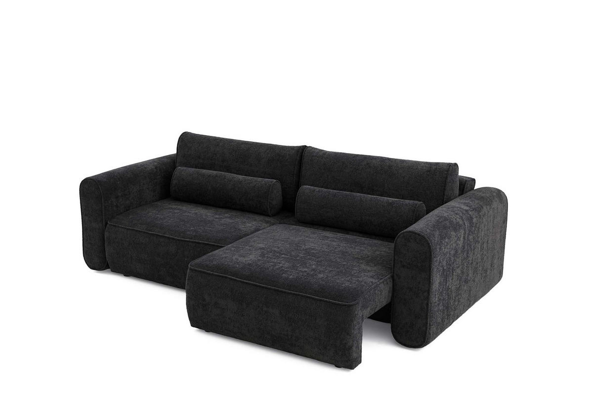 ECKSOFA MOTION mit Schlaffunktion 130x200 Webstoff Schwarz - Schwarz, Holz/Textil (250/120cm) - Muffo