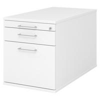 ROLLCONTAINER - mit Hängeregistratur 80/42,8/51,2 cm in Weiß Bügelgriff (Metall) - Weiß, Holzwerkstoff (42.8/51.2/80cm) - bümö