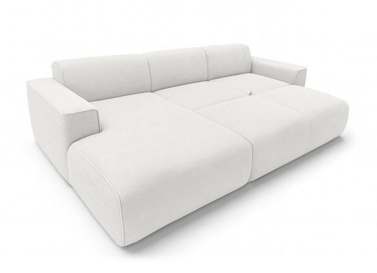 ECKSOFA L Form Ruyam Perlweiß 310/165/78 cm – Schlaffunktion Links - Schwarz/Weiß, Kunststoff/Textil (170/310cm) - AX Living